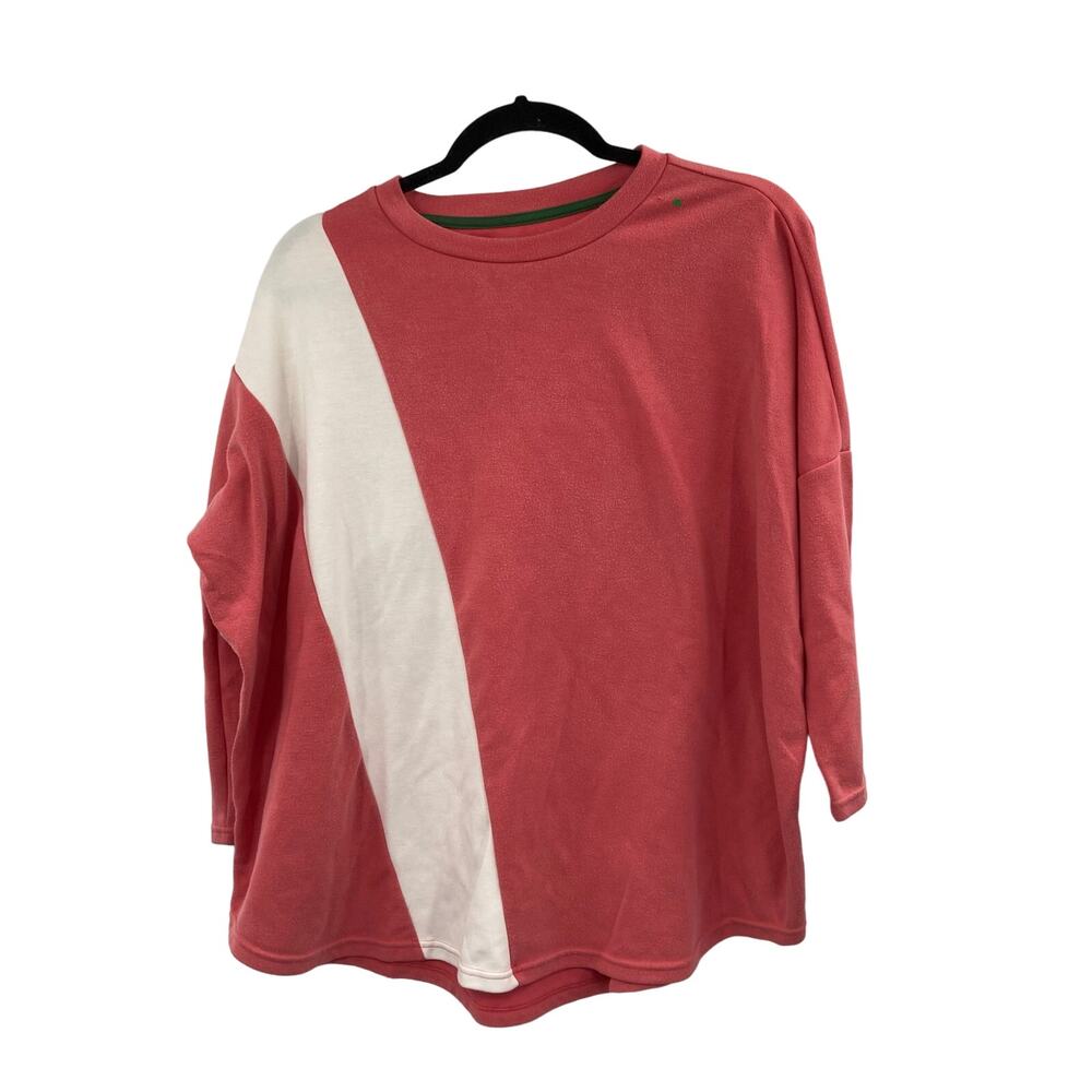 Tuckernuck Coral and White Colorblock Long Sleeve Top